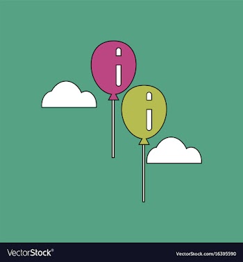 Flat icon design collection two balloons in sky vector image