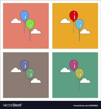 Flat icon design collection two balloons in sky vector image