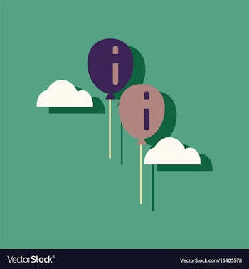 Flat icon design collection two balloons in sky vector image