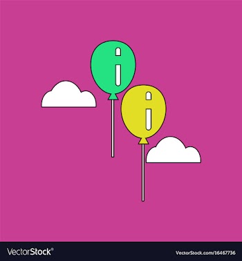 Flat icon design collection two balloons in sky vector image