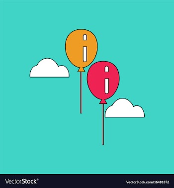 Flat icon design collection two balloons in sky vector image