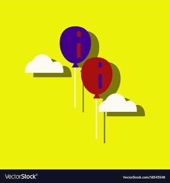 Flat icon design collection two balloons in sky vector image
