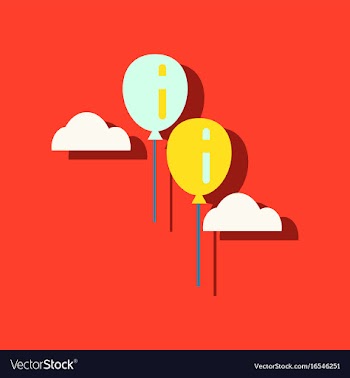 Flat icon design collection two balloons in sky vector image