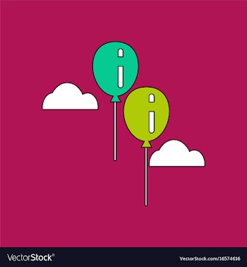 Flat icon design collection two balloons in sky vector image