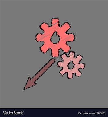 Flat icon design collection two gears in hatching vector image