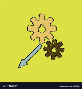 Flat icon design collection two gears in hatching vector image