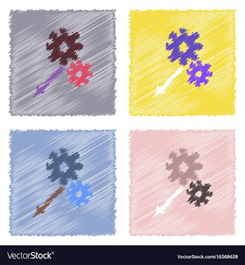 Flat icon design collection two gears in hatching vector image