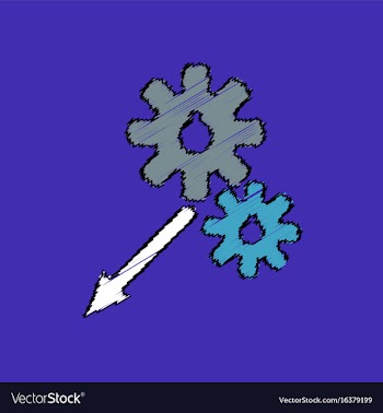 Flat icon design collection two gears in hatching vector image