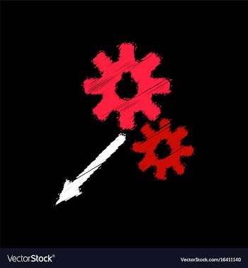Flat icon design collection two gears in hatching vector image