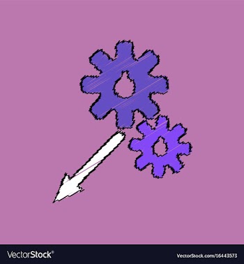 Flat icon design collection two gears in hatching vector image