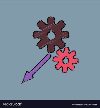 Flat icon design collection two gears in hatching vector image