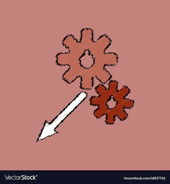 Flat icon design collection two gears in hatching vector image