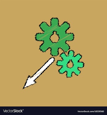 Flat icon design collection two gears in hatching vector image