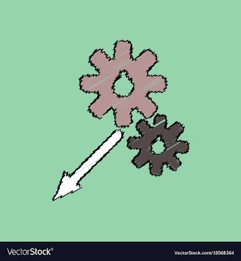 Flat icon design collection two gears in hatching vector image