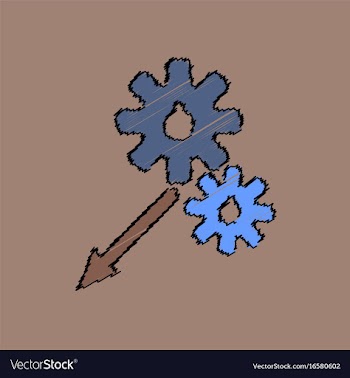 Flat icon design collection two gears in hatching vector image