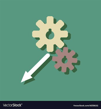 Flat icon design collection two gears in sticker vector image