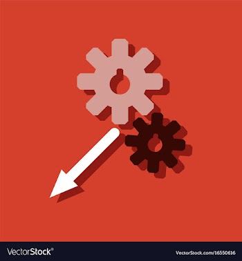 Flat icon design collection two gears in sticker vector image