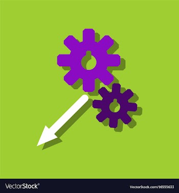 Flat icon design collection two gears in sticker vector image
