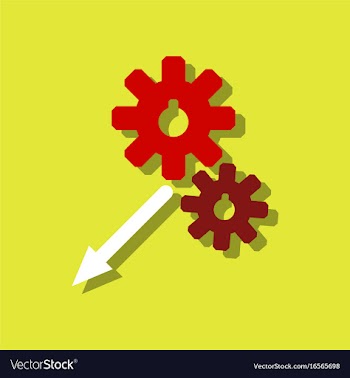 Flat icon design collection two gears in sticker vector image