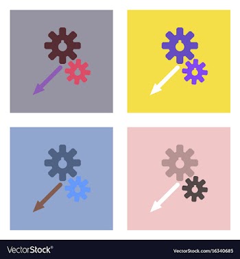 Flat icon design collection two gears vector image