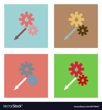 Flat icon design collection two gears vector image