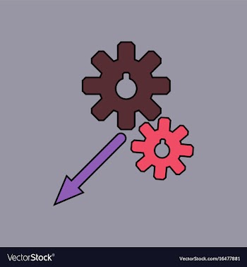 Flat icon design collection two gears vector image