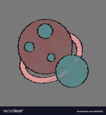 Flat icon design collection two planets in stroke vector image