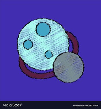 Flat icon design collection two planets in stroke vector image