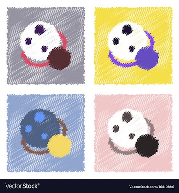 Flat icon design collection two planets in stroke vector image