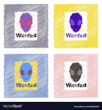 Flat icon design collection wanted alien in vector image