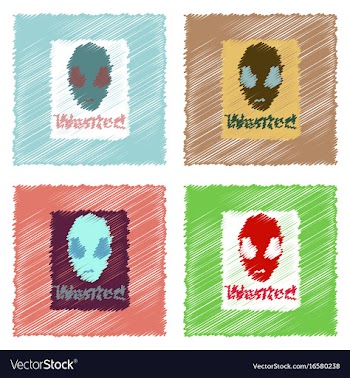 Flat icon design collection wanted alien in vector image