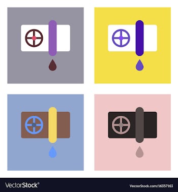 Flat icon design collection water pipe and drop vector image