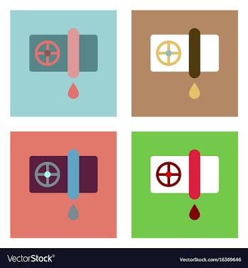 Flat icon design collection water pipe and drop vector image