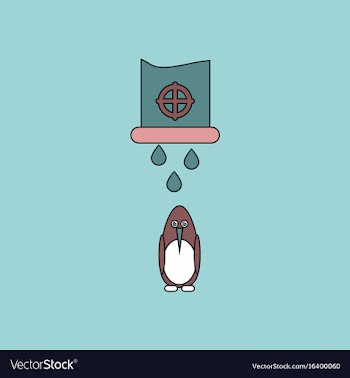 Flat icon design collection water pipe and penguin vector image