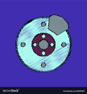 Flat icon design collection wheel and brake in vector image