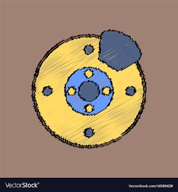Flat icon design collection wheel and brake in vector image