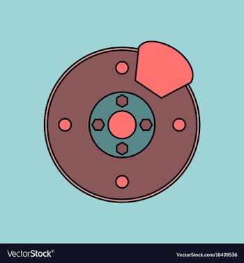 Flat icon design collection wheel and brake vector image