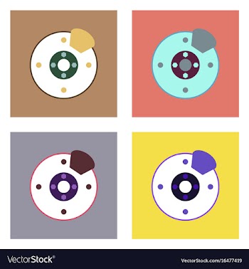 Flat icon design collection wheel and brake vector image