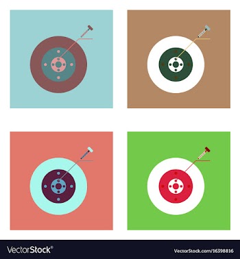 Flat icon design collection wheel and screw vector image