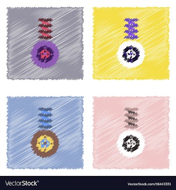 Flat icon design collection wheel and spring in vector image