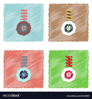 Flat icon design collection wheel and spring in vector image