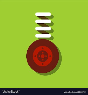 Flat icon design collection wheel and spring in vector image