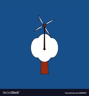 Flat icon design collection wind turbine and tree vector image