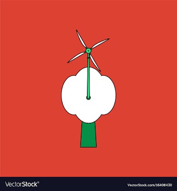 Flat icon design collection wind turbine and tree vector image