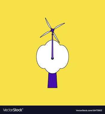 Flat icon design collection wind turbine and tree vector image