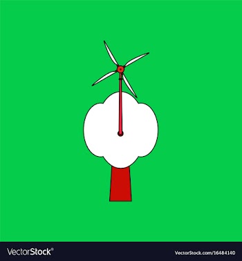 Flat icon design collection wind turbine and tree vector image