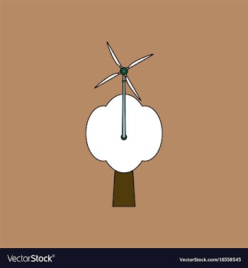 Flat icon design collection wind turbine and tree vector image