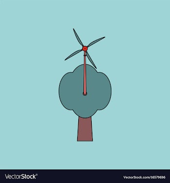 Flat icon design collection wind turbine and tree vector image