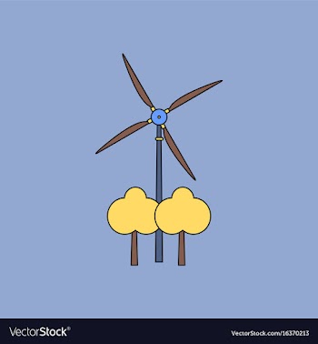 Flat icon design collection wind turbine between vector image