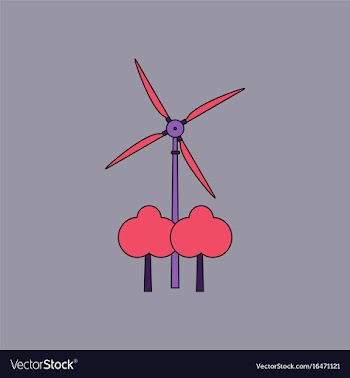Flat icon design collection wind turbine between vector image